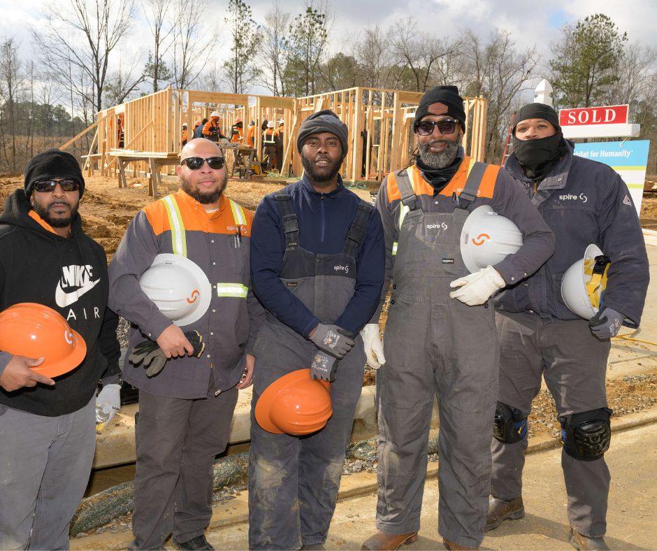 volunteers at construction site