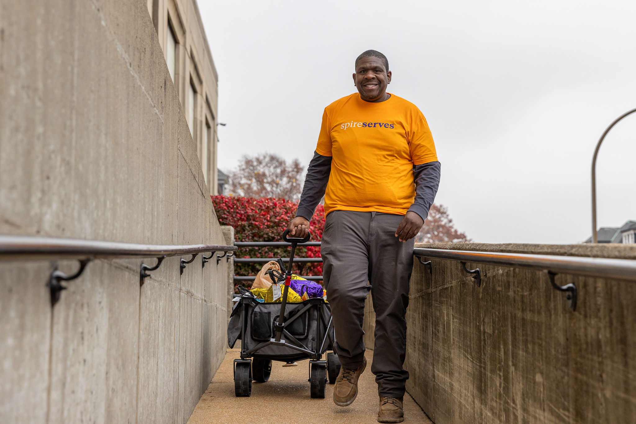 Spire employees at Thanksgiving Essentials Drive 