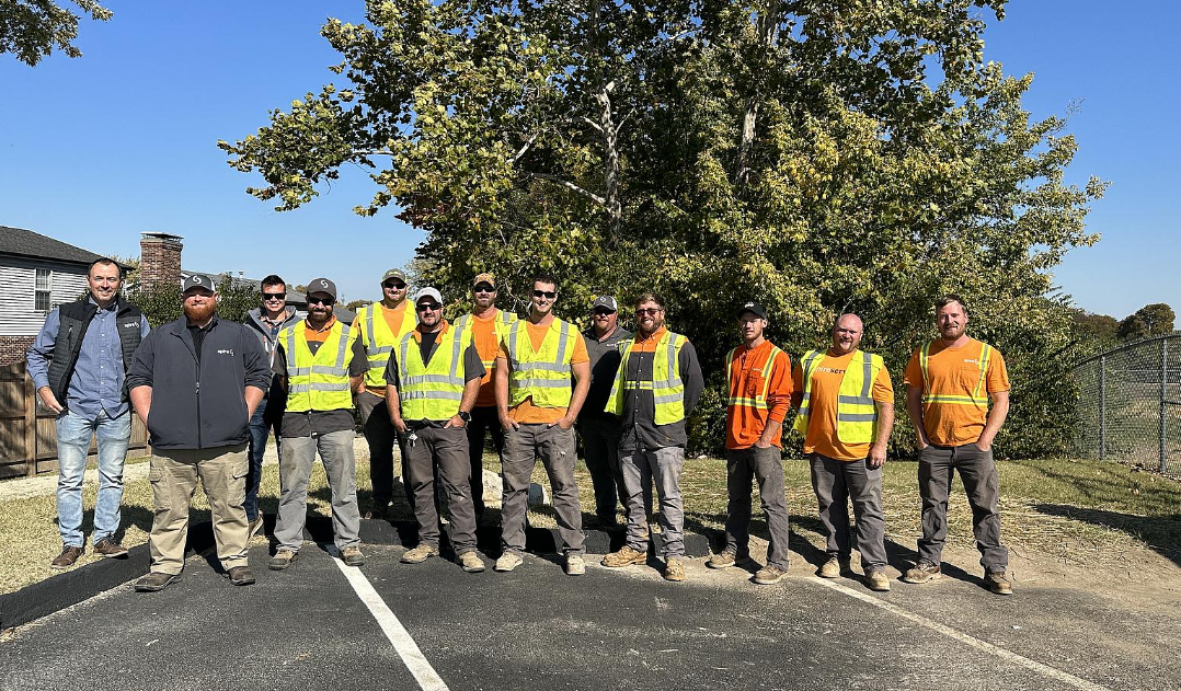 Spire employees at bike trail opening