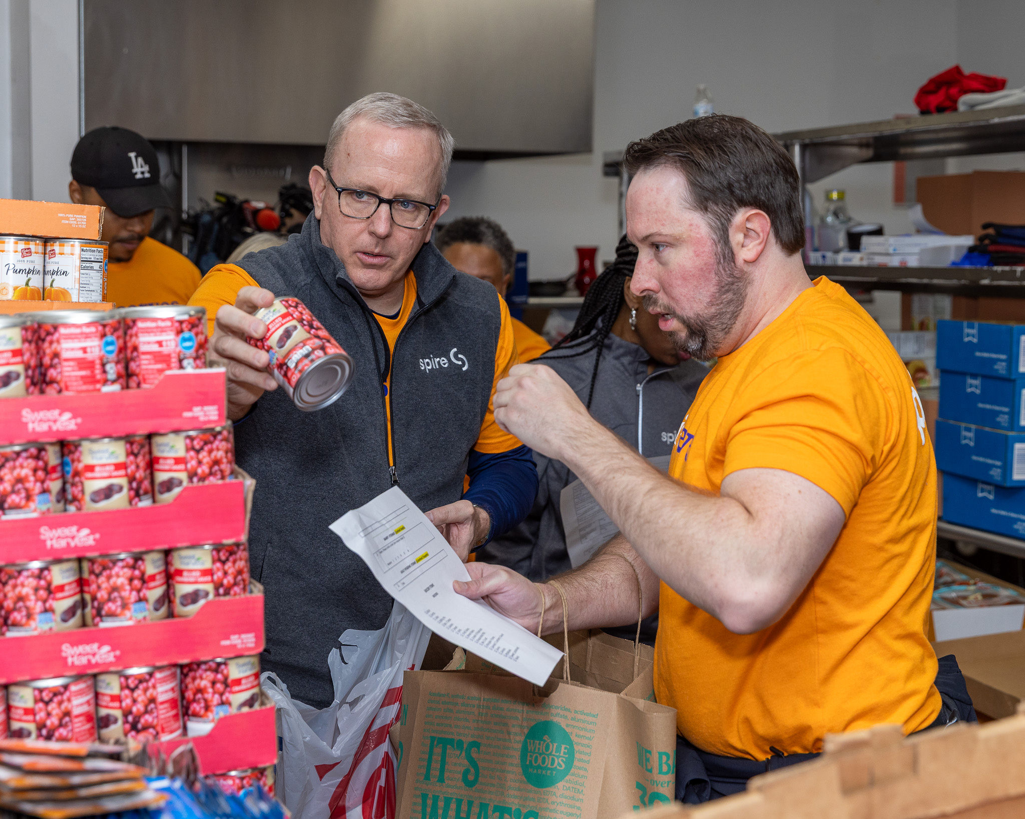Spire employees at Thanksgiving Essentials Drive 