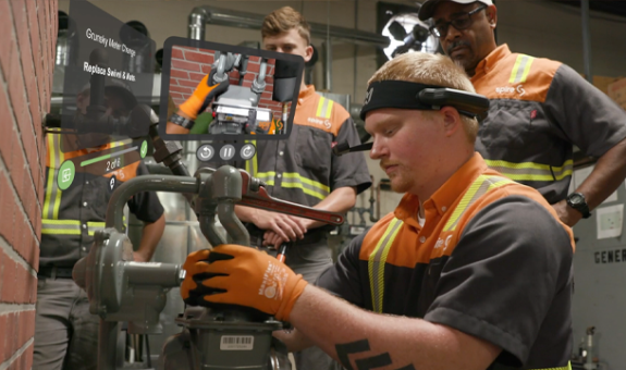Spire employee training on Augmented Reality AR
