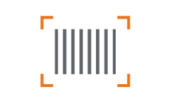 Image of a gray barcode with orange box around