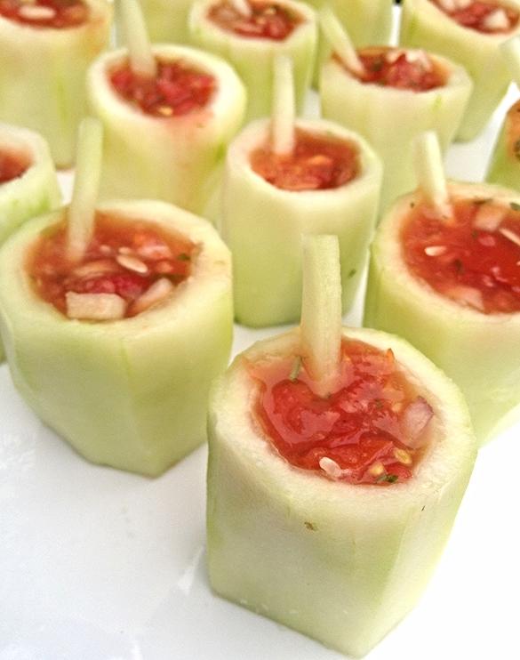 Image of gazpacho in cucumber cups