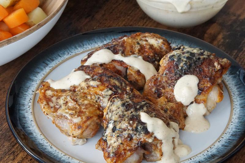 white bbq chicken on plate