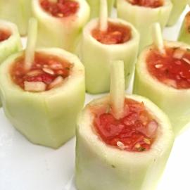 Image of gazpacho in cucumber cups